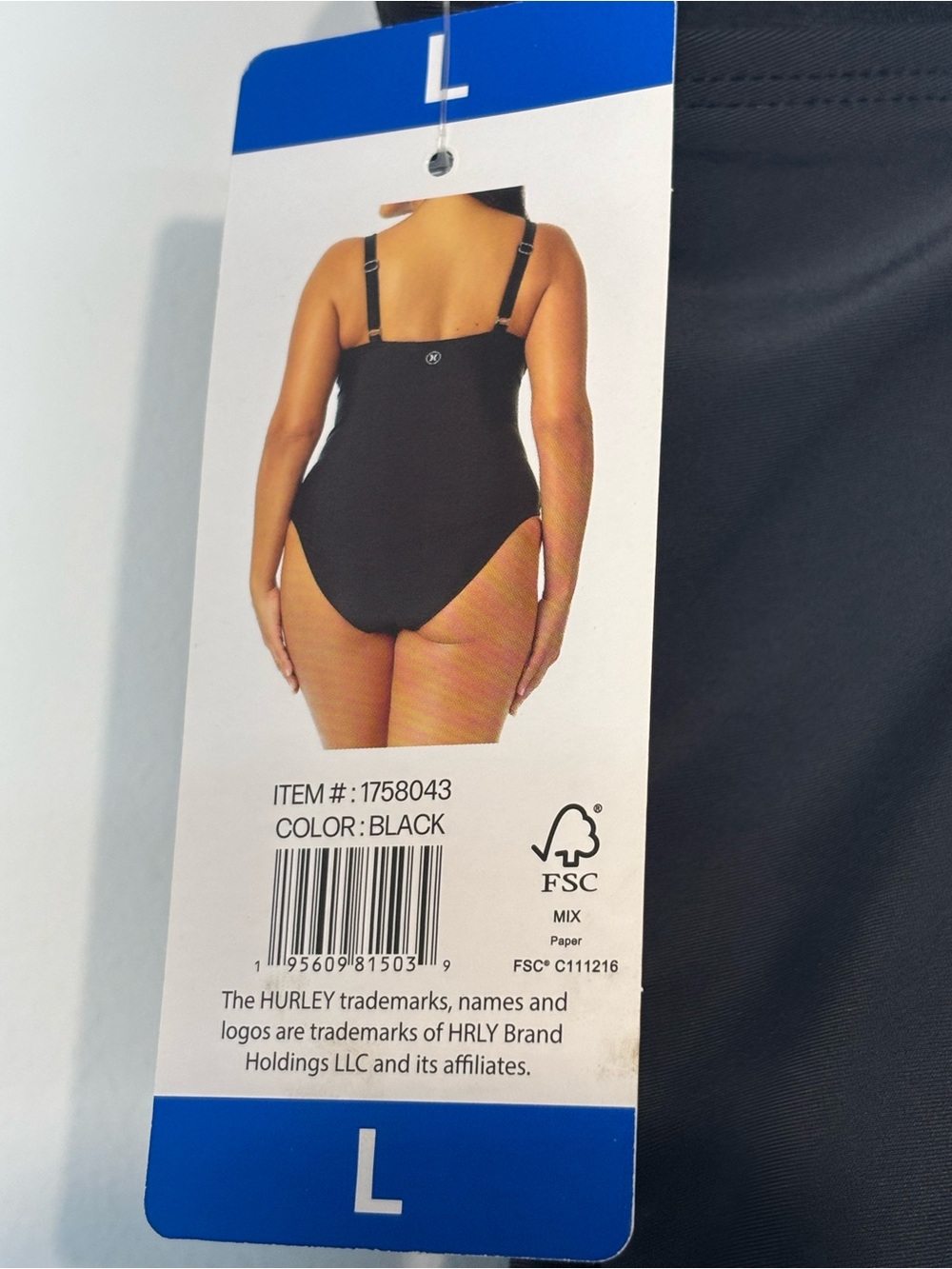 NWT Hurley Women's Black One-Piece Swimsuit - UPF 50+ Size L - Picture 5 of 5